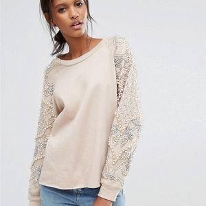 Starry Eyed Sweatshirt with Beaded Shoulder